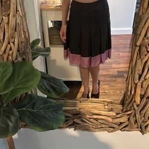 GAP brown and pink silk pleated skirt